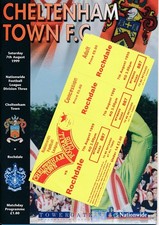 CHELTENHAM v Rochdale 1999/2000 - Cheltenham 1st game in the League + TICKET