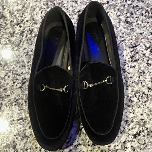 Zara black velvet slip - velvet, slip-on