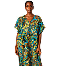 Women Kaftan Summer Dress Silky Satin Colourful Nightie One size Beach Cover up