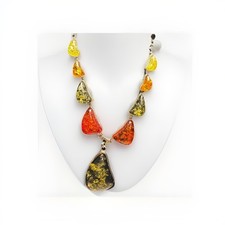 VTG statement Multi Colored Speckled Resin Necklace 20" Length VGC 