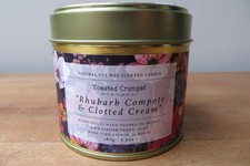 Toasted Crumpet Rhubarb Compote & Clotted Cream Scented Candle in Matt Gold Tin