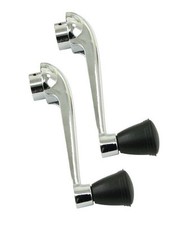 Window Winder Handles Chrome & Black VW Beetle Karmann Ghia Type 3 113837581ABK