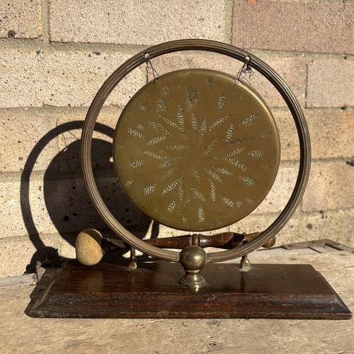 Vintage brass gong wooden - gong, a