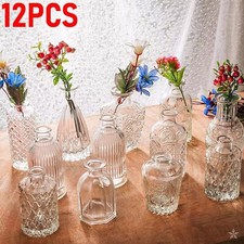 12pcs Clear Glass Milk Flower Bottle Bud Vase Home Wedding Vintage Party Summer