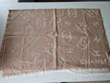CHANEL CC Logo Pink Cashmere (86%) Shawl *AUTHENTIC*