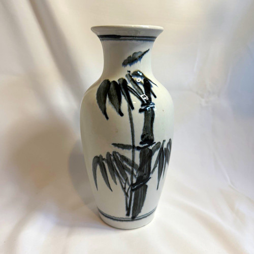 White ceramic bamboo - white, vase