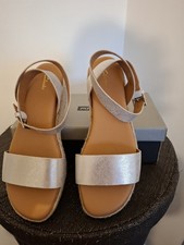 Clarks Women's Metallic Gold Espadrille Wedge Sandals UK 6.5 D New no tags