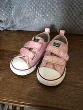 Girls Pink Glitter All Star Converse Child’s Kid Size 6 Velco Fastening 