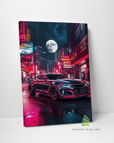 Black sports car city - city, canvas