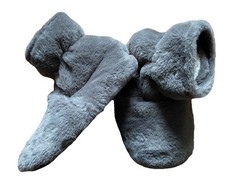 DUNELM Grey Faux Fur Microwaveable Boot-Style Slippers Size 5