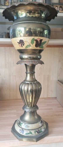 Vintage solid brass jardiniere - vintage,