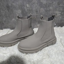 womens girls Primark New modern chunky grey Chelsea flat boots Size 3 EU 36