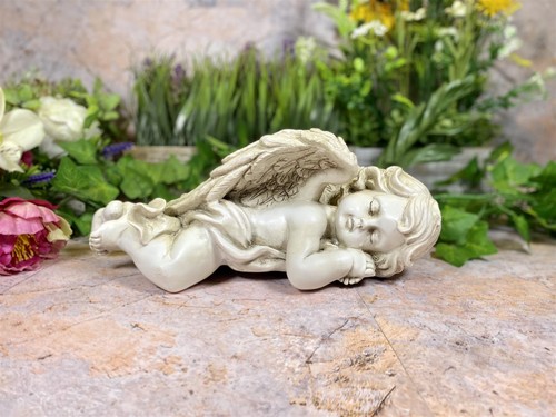 Sleeping cherub statue angelic - sleeping,