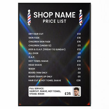Barber shop Poster Price List