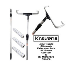 Extension Pole, 12" Frame & 3x 12" Microfibre Rollers- Painting, Extendable DIY