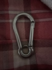 10cm Wide Opening Carabiner/Snap Hook Stainless Steel  With Eyelet Unbranded 