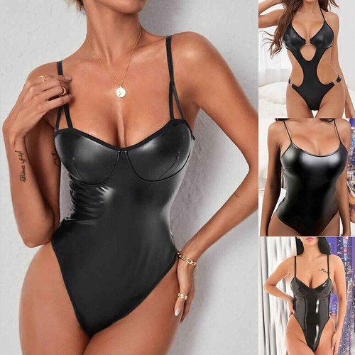 Womens sexy wet look faux - sexy,