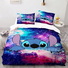 3D Lilo and Stitch Cartoon Tie dye Duvet Cover Bedding Set Pillowcase Gifts W1