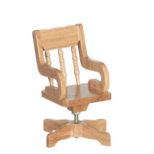 Dolls House Desk Chair Swivel Oak Colour Study JASPERS Miniature 1:12th Scale