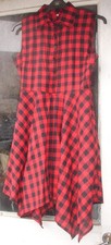 Plaid dress asymmetric size 14 red black rockabilly punk new midi