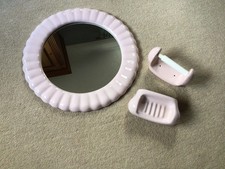 VINTAGE PINK MIRROR, SOAP DISH