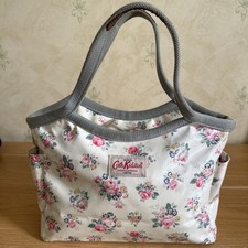 Cath Kidston Oilcloth PVC Day Bag - Top Handle Cream Floral Pattern 33x15x24cm