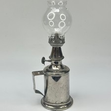 Vintage French Silver Colour Metal Pigeon Oil Lamp & Shade in Working Condition