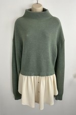 Zara High Neck Chunky Knit Pullover  Jumper Sage Green Women’s Size L