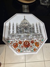 Genuine Indian Marble Table Top Inflated With Precious Gemstones