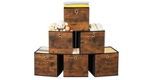 Foldable Storage Boxes Set of 6 Fabric Cube Storage Rustic Brown 30x30x30cm