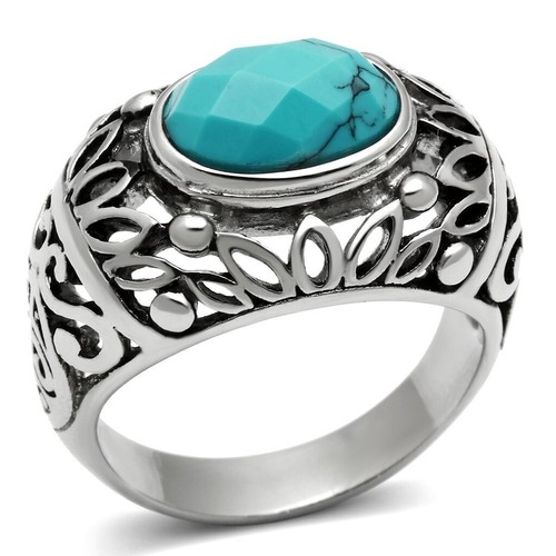 Mens turquoise ring - mens, silver