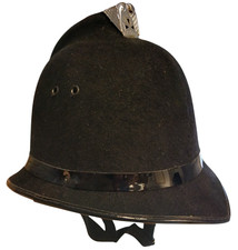 Police Helmet Coxcomb Custodian Black Band Bobby Collector TV Film A Grade