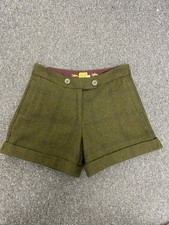 Joules Deep Green Tweed 100% Wool Formal Shorts With Pockets Size 8 PT