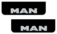 MAN Lorry HGV Truck Mudflaps 18x60cm Smooth Black PVC Mud Flaps with Silver Text