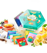 Tea Box Gift Set - 60 Assorted Black Tea Bags with Fruit Flavours, Xmas Gift