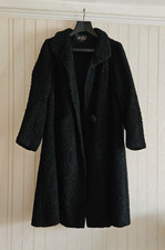 Women's Vintage Huntbach's of Hanley, Stoke Black Persian Curly Lamb Coat, UK 12