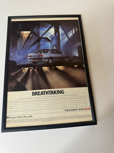 Framed original 1989 peugeot - original,