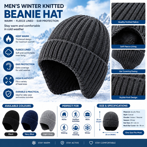 Men winter knitted beanie - winter,