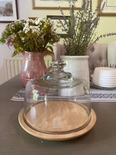 HABITAT Glass Dome Cheese Board Wooden Base Platter Tray Board Modernist Kitchen
