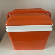 EDA Coolbox Vtg 20L Bright Orange White Camping Caravan Cooler Storage Handle