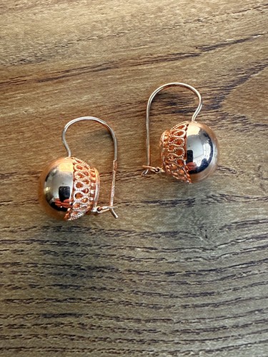 Solid 585 rose gold earrings - rose,