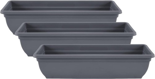 60cm grey trough planters - 3x,