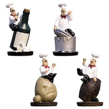 Figurine Resin Chef Statue Cook Model Restaurant Coffee Shop