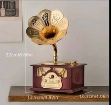 Old Fashioned Gramophone Music Box for Home Office Tabletop Decoration