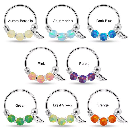 Opal beaded nose ring with