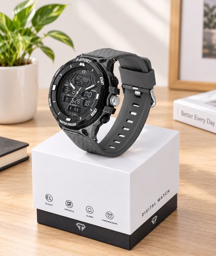 Mens watch quartz dual - watch,