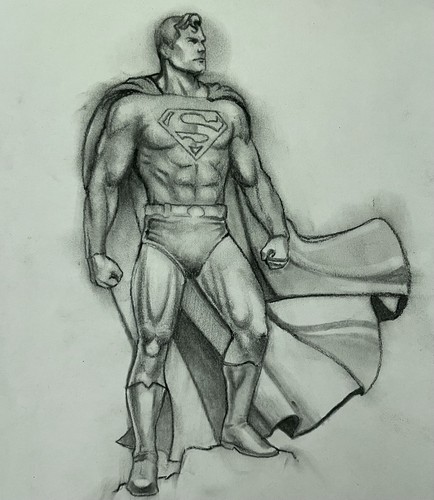 Superman portrait drawing - drawing, in