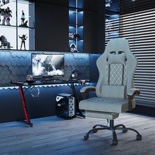 Massage Gaming Chair Computer Chair with Footrest and Massage Lumbar Support