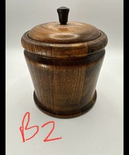 Vintage Wooden Round Tea Caddy Old Collectible Hand turned