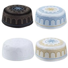 Muslim Prayer Cap Men Boy Islamic Topi Skull Hat Round Kufi in Multiple Colors